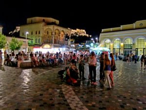 Athens busy at night